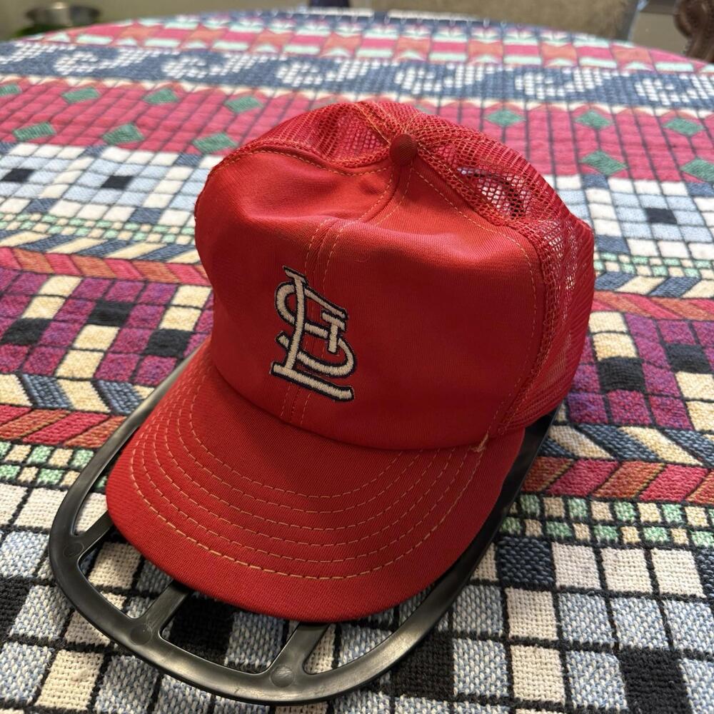 Vintage 70s St‎ Louis Cardinals Trucker Mesh Baseball Cap Hat Snapback Annco USA